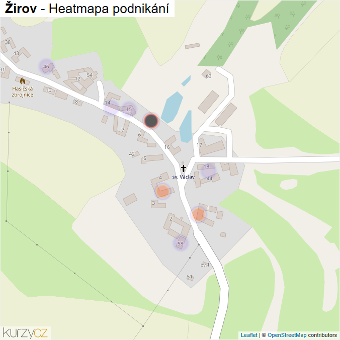 Mapa Žirov - Firmy v části obce.