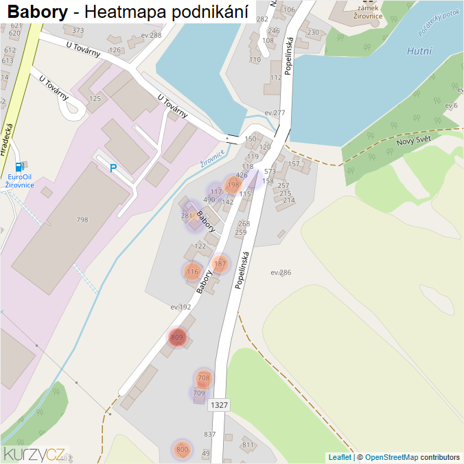 Mapa Babory - Firmy v ulici.