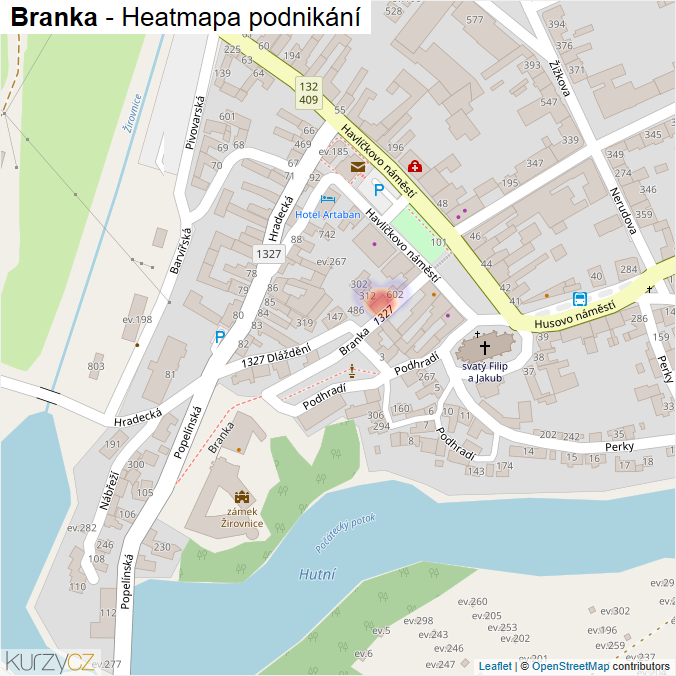 Mapa Branka - Firmy v ulici.