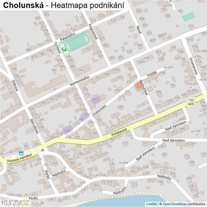 Mapa Cholunská - Firmy v ulici.