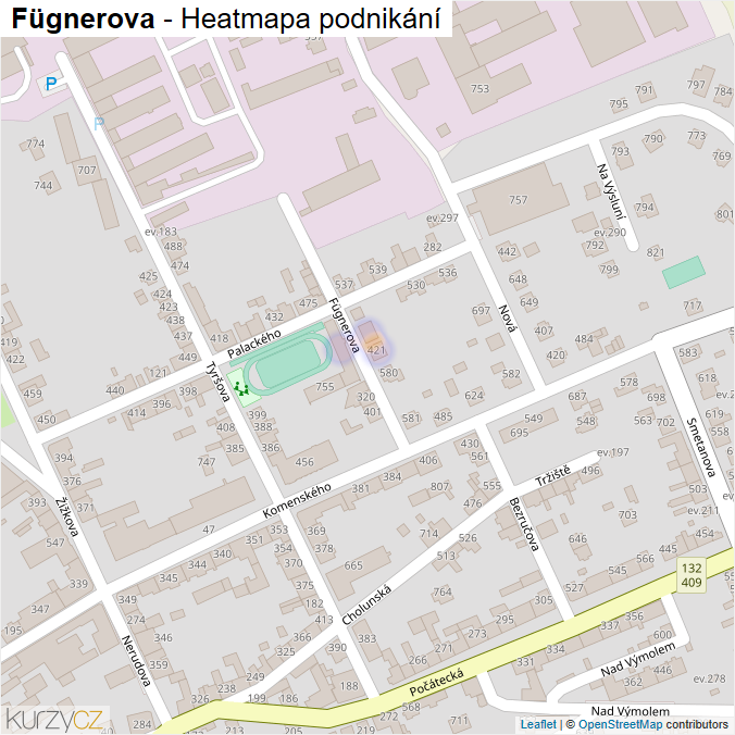 Mapa Fügnerova - Firmy v ulici.
