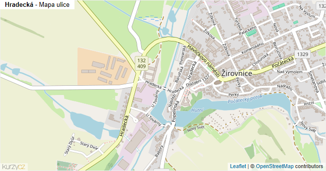 Hradecká - mapa ulice