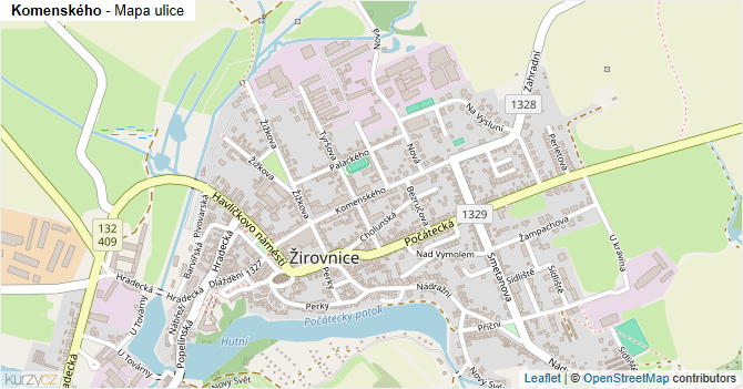 Komenského - mapa ulice