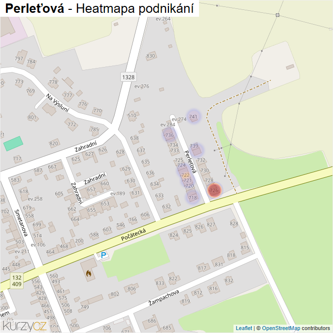 Mapa Perleťová - Firmy v ulici.