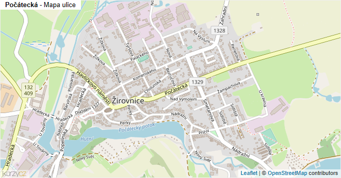Počátecká - mapa ulice