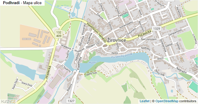 Podhradí - mapa ulice