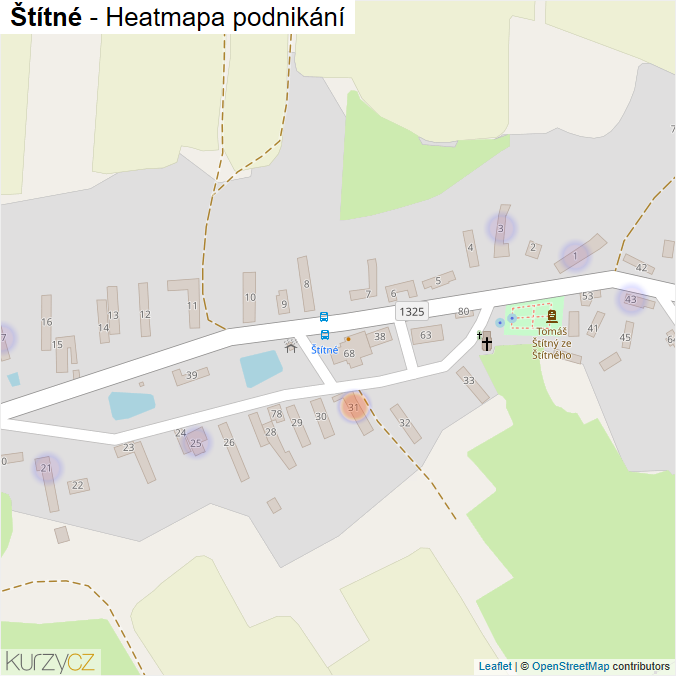 Mapa Štítné - Firmy v části obce.