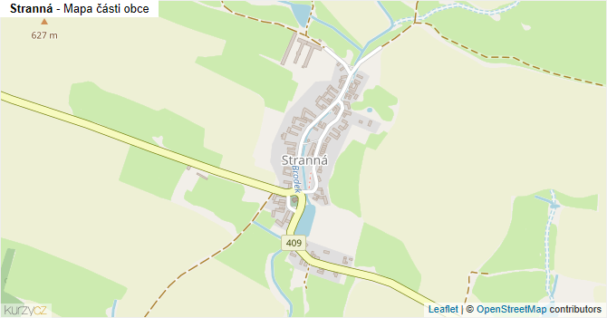 Stranná - mapa části obce