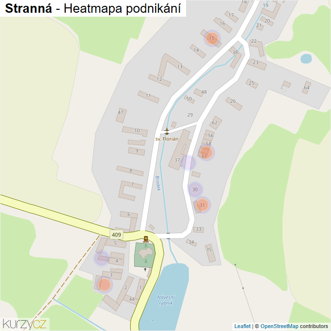 Mapa Stranná - Firmy v části obce.