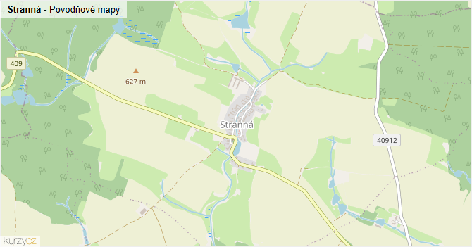 Stranná - záplavové mapy stoleté vody