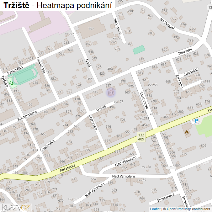 Mapa Tržiště - Firmy v ulici.