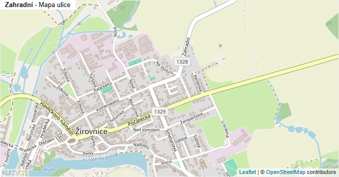 Zahradní - mapa ulice