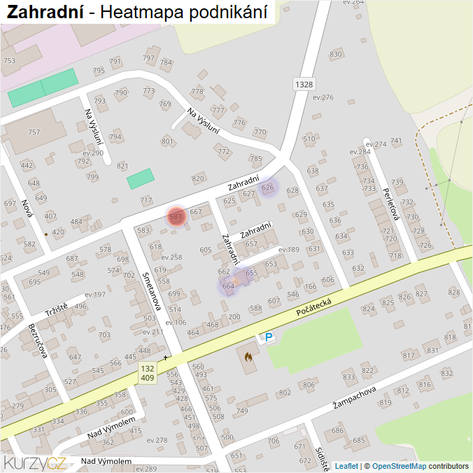 Mapa Zahradní - Firmy v ulici.