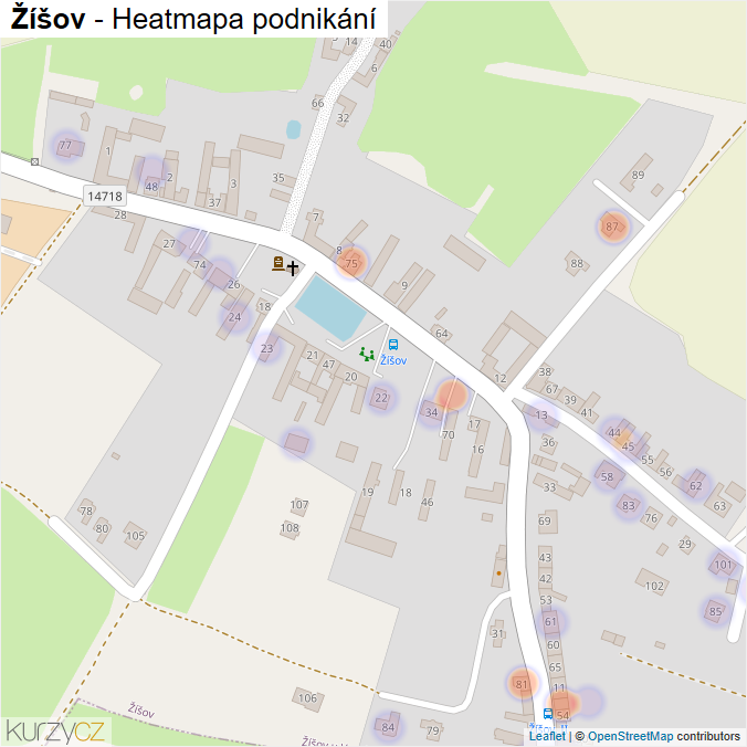 Mapa Žíšov - Firmy v části obce.