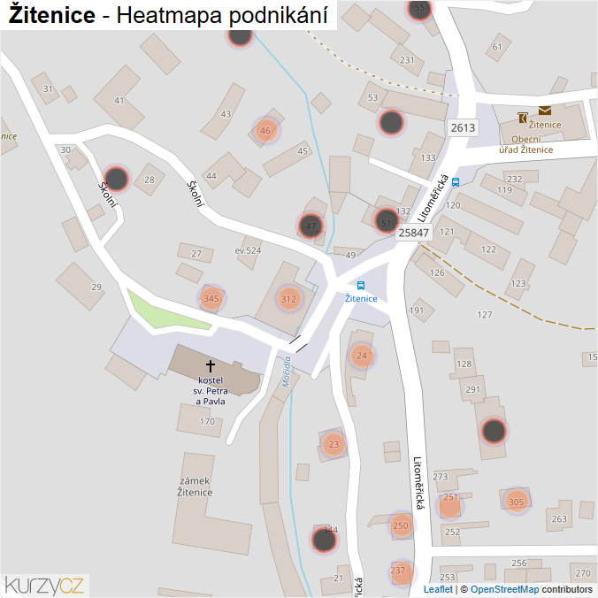 Mapa Žitenice - Firmy v obci.