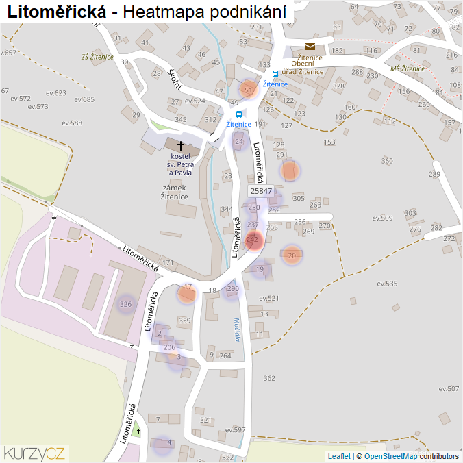 Mapa Litoměřická - Firmy v ulici.