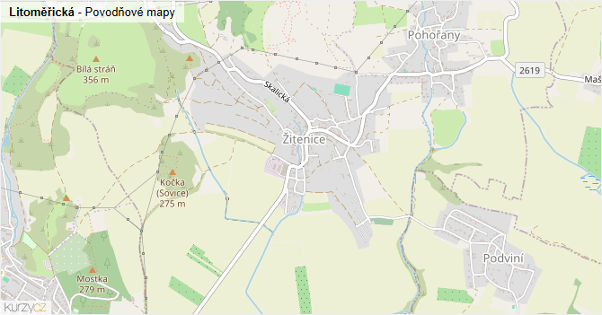 Litoměřická - záplavové mapy stoleté vody