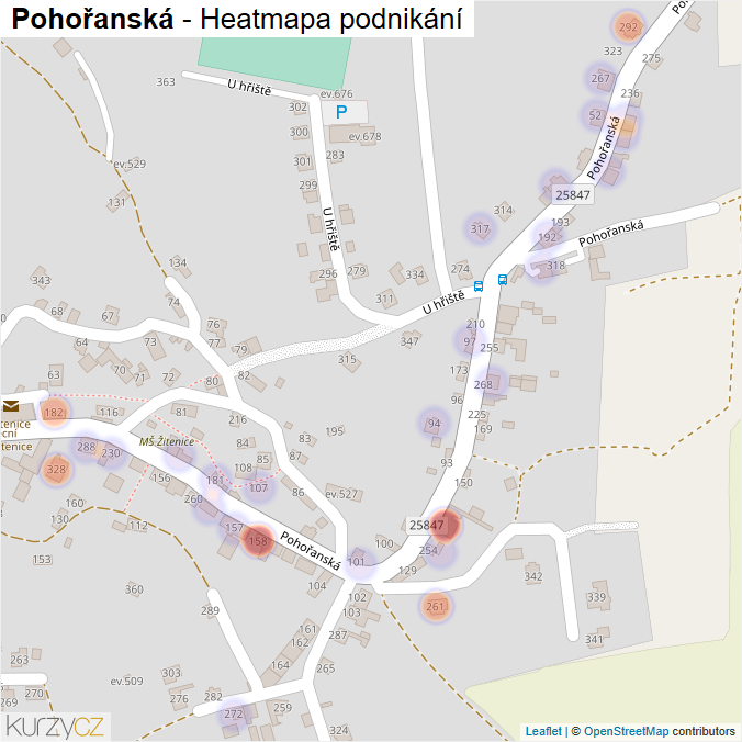 Mapa Pohořanská - Firmy v ulici.