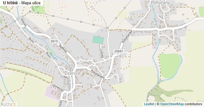 U hřiště - mapa ulice