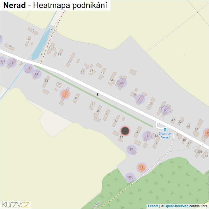 Mapa Nerad - Firmy v části obce.
