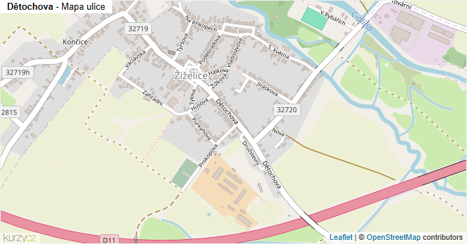 Dětochova - mapa ulice