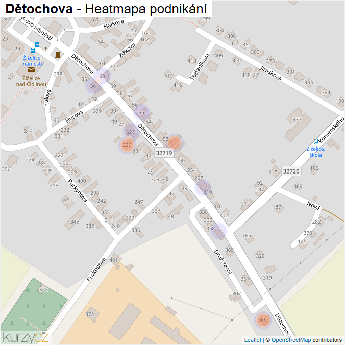 Mapa Dětochova - Firmy v ulici.