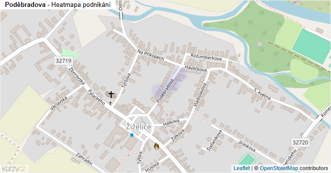 Poděbradova - mapa podnikání