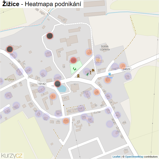 Mapa Žižice - Firmy v části obce.