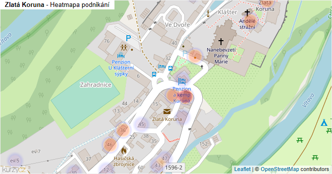 Zlatá Koruna - mapa podnikání