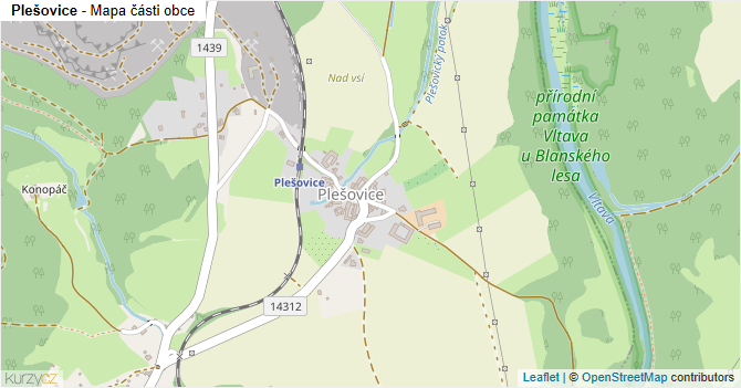 Plešovice - mapa části obce