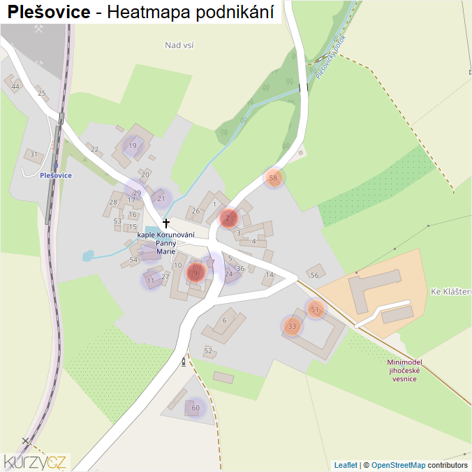 Mapa Plešovice - Firmy v části obce.