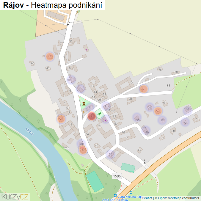 Mapa Rájov - Firmy v části obce.