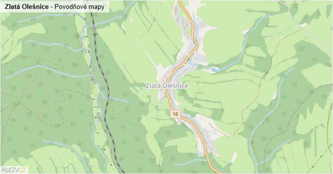 Zlatá Olešnice - záplavové mapy stoleté vody