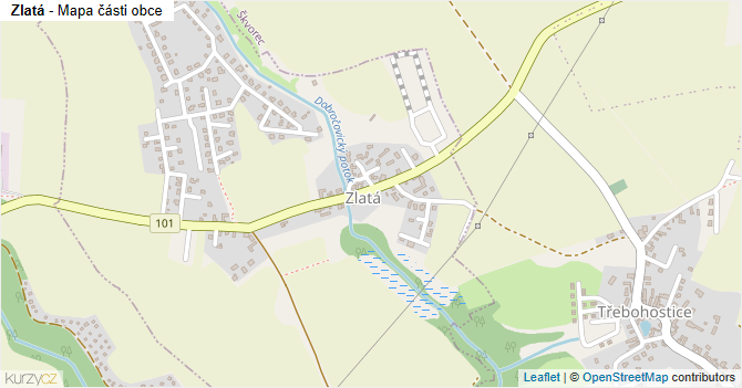 Zlatá - mapa části obce