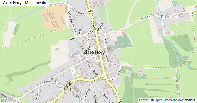 Zlaté Hory - mapa města