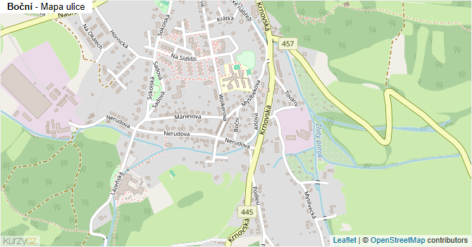 Boční - mapa ulice