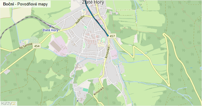 Boční - záplavové mapy stoleté vody