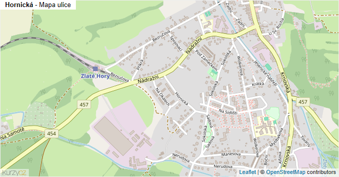 Hornická - mapa ulice
