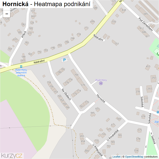Mapa Hornická - Firmy v ulici.
