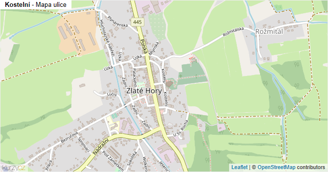 Kostelní - mapa ulice