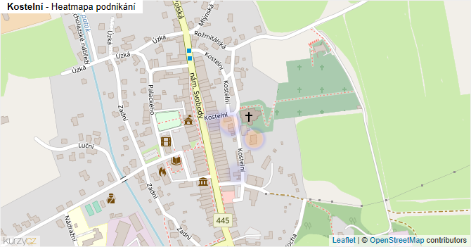 Kostelní - mapa podnikání