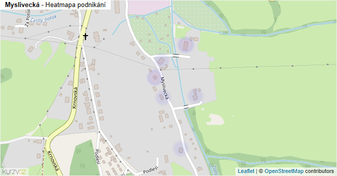 Myslivecká - mapa podnikání