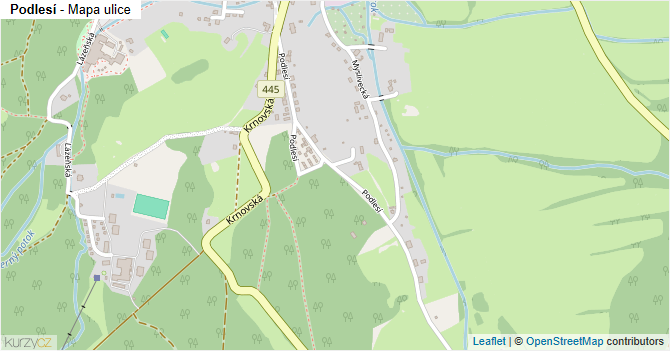 Podlesí - mapa ulice