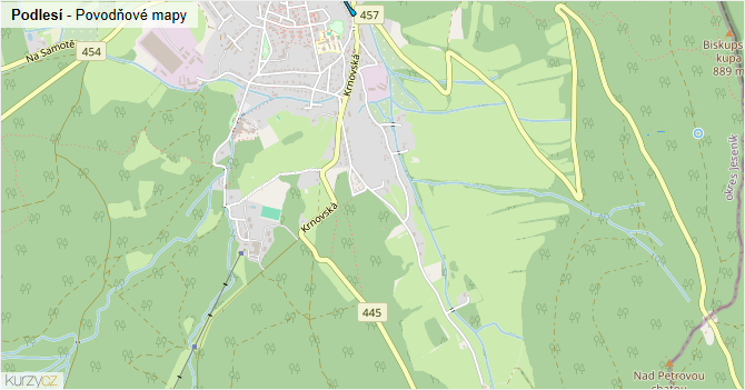 Podlesí - záplavové mapy stoleté vody