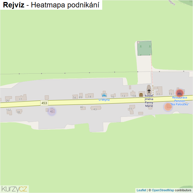 Mapa Rejvíz - Firmy v části obce.