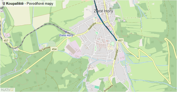 U Koupaliště - záplavové mapy stoleté vody