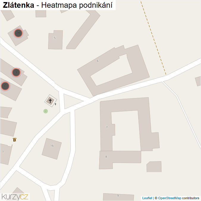 Mapa Zlátenka - Firmy v obci.