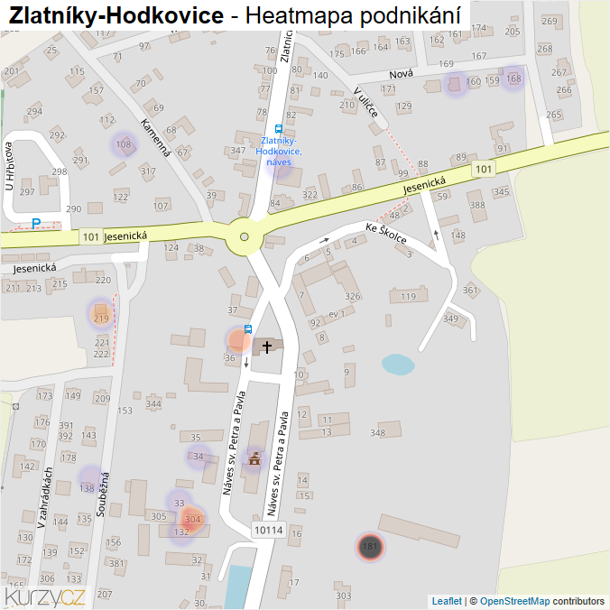 Mapa Zlatníky-Hodkovice - Firmy v obci.