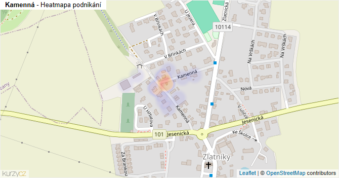 Kamenná - mapa podnikání