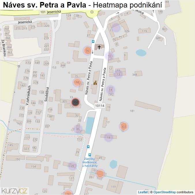 Mapa Náves sv. Petra a Pavla - Firmy v ulici.